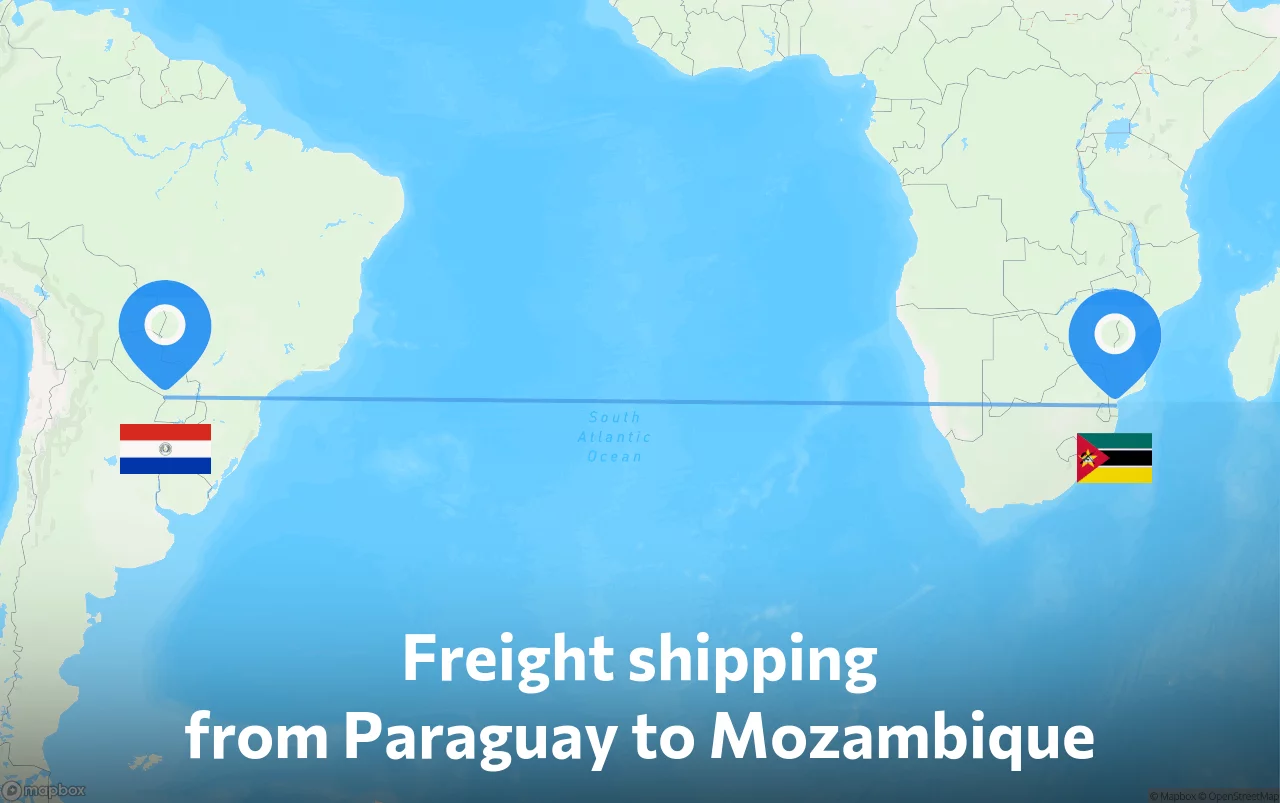 Shipping route from Paraguay to Mozambique
