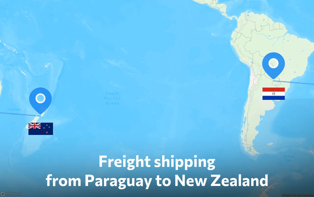 Shipping route from Paraguay to New Zealand