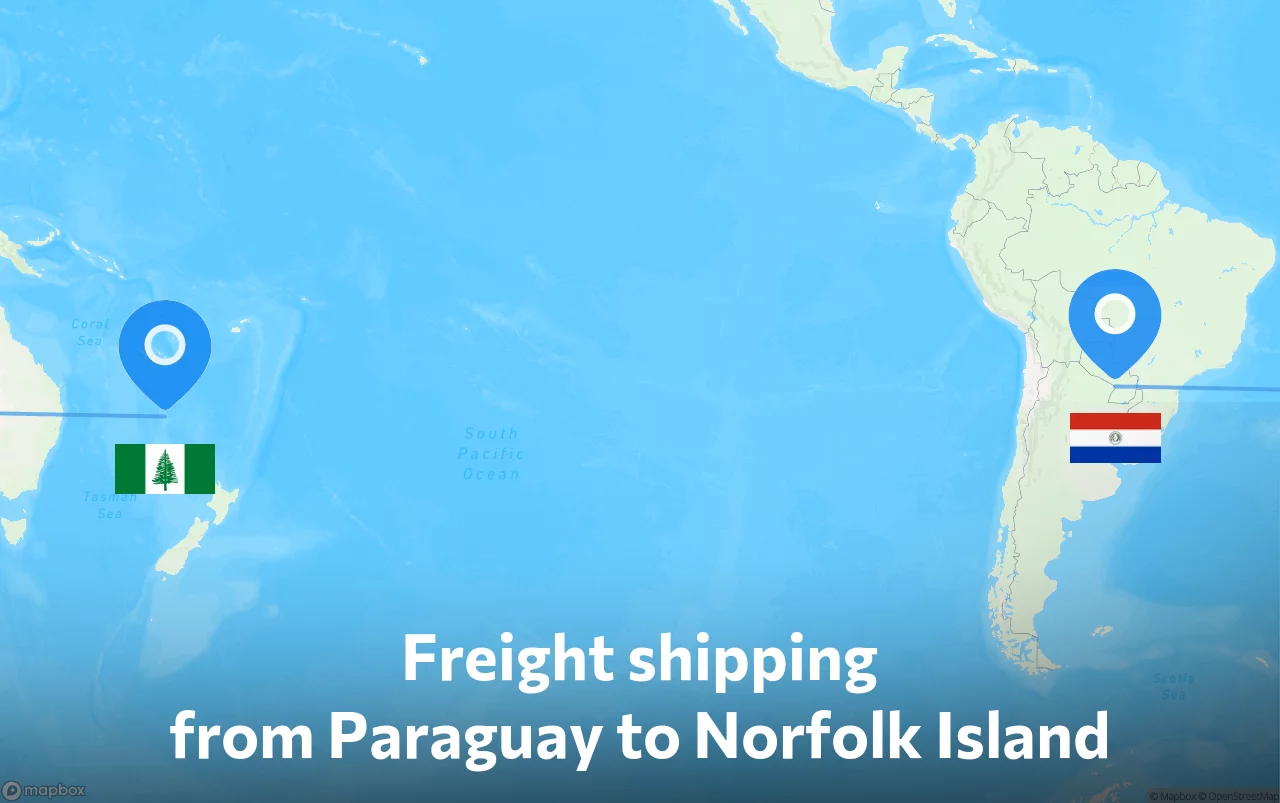 Shipping route from Paraguay to Norfolk Island