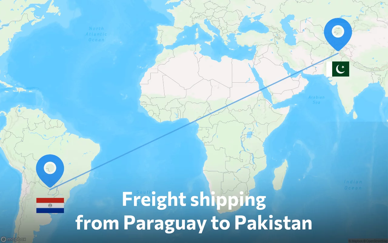 Shipping route from Paraguay to Pakistan