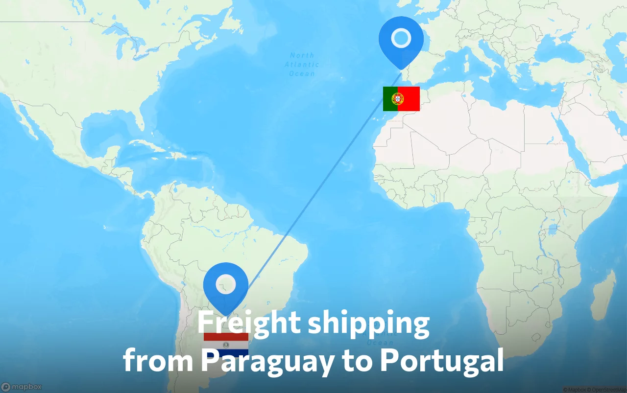 Shipping route from Paraguay to Portugal