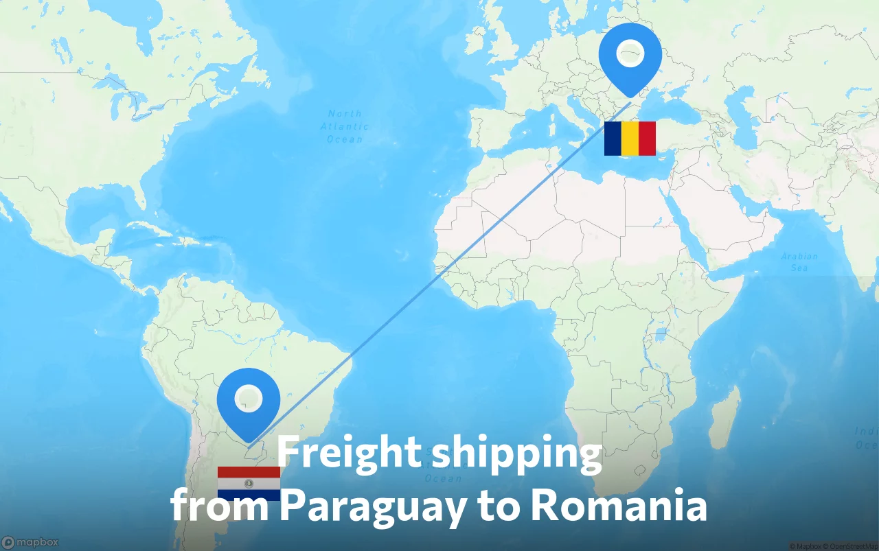 Shipping route from Paraguay to Romania