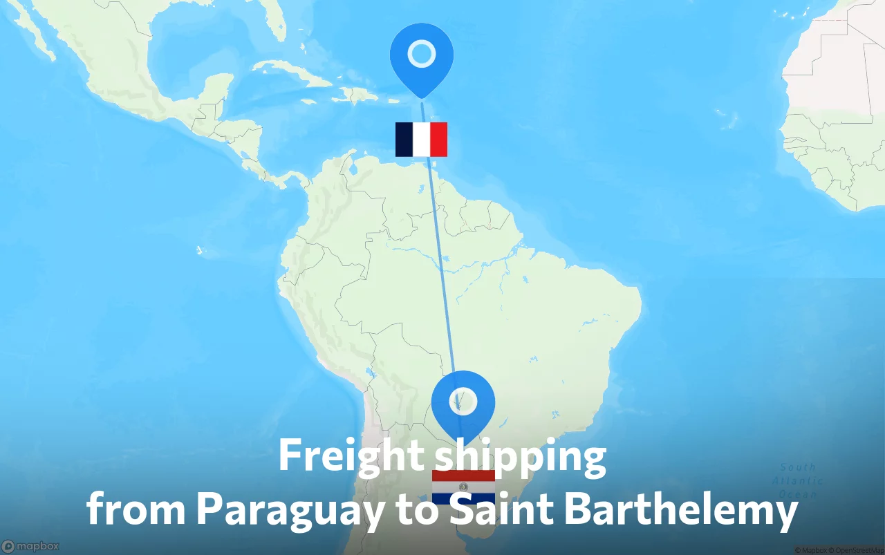 Shipping route from Paraguay to Saint Barthelemy