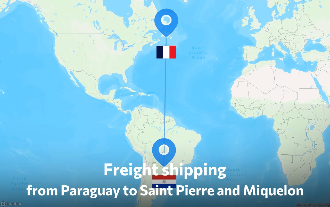 Shipping route from Paraguay to Saint Pierre and Miquelon