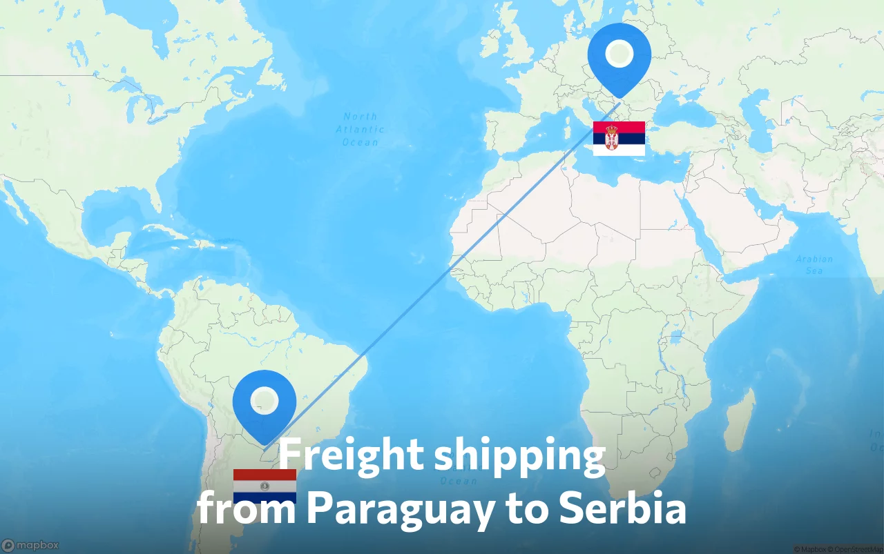 Shipping route from Paraguay to Serbia