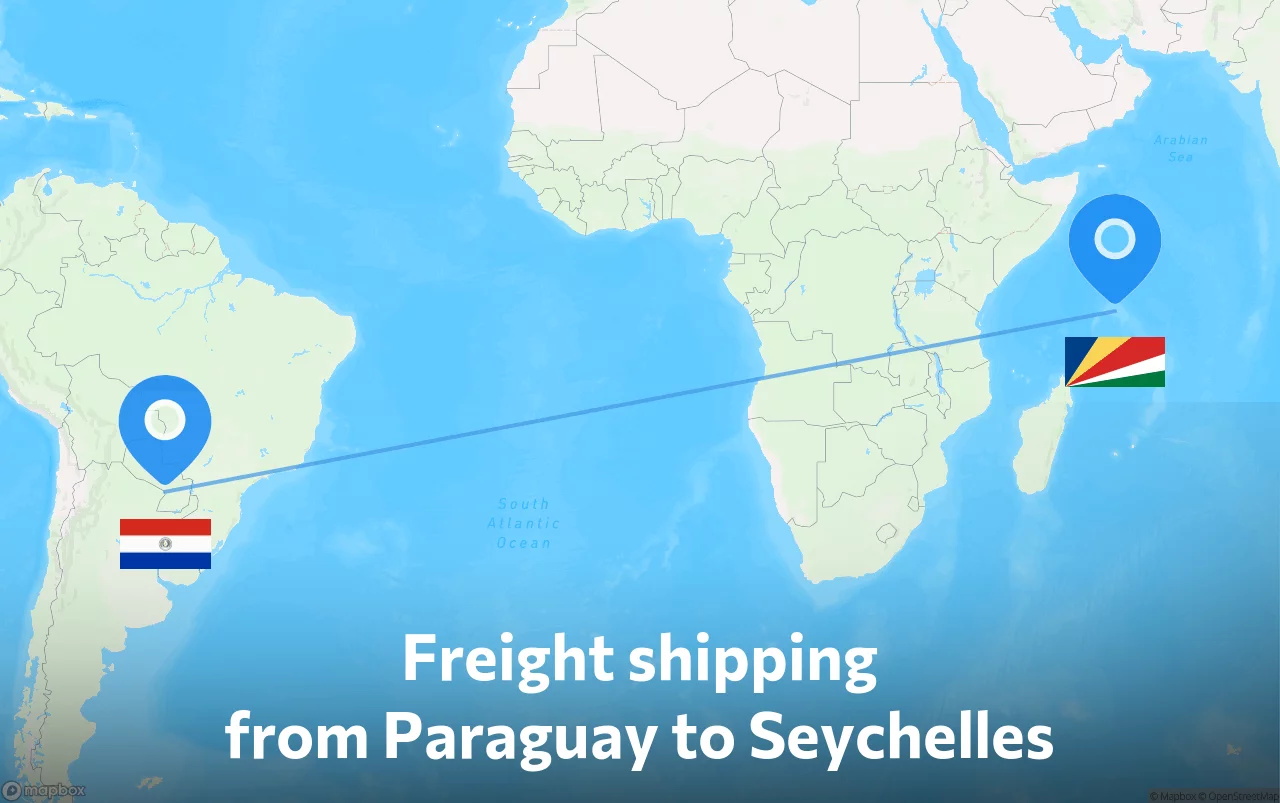 Shipping route from Paraguay to Seychelles