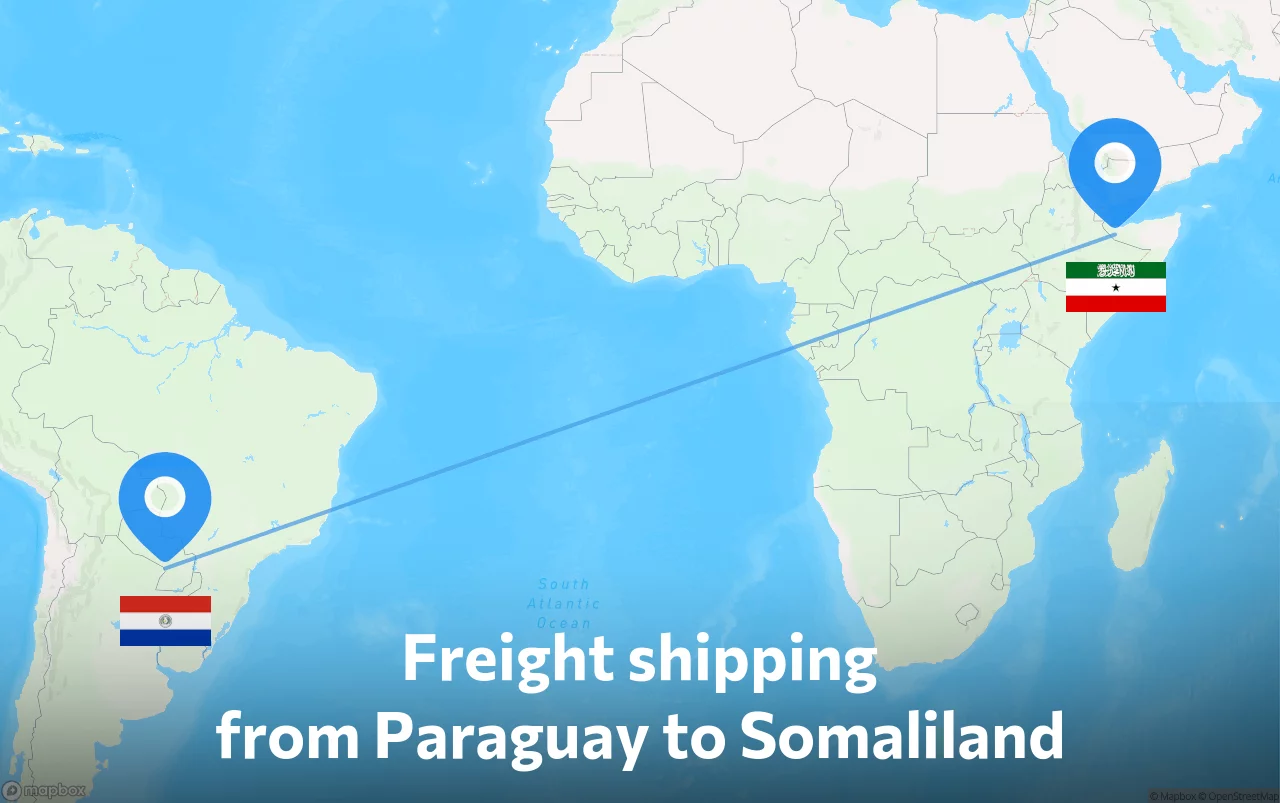 Shipping route from Paraguay to Somaliland