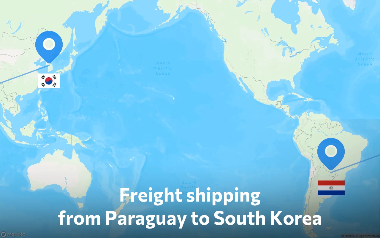 Shipping route from Paraguay to South Korea