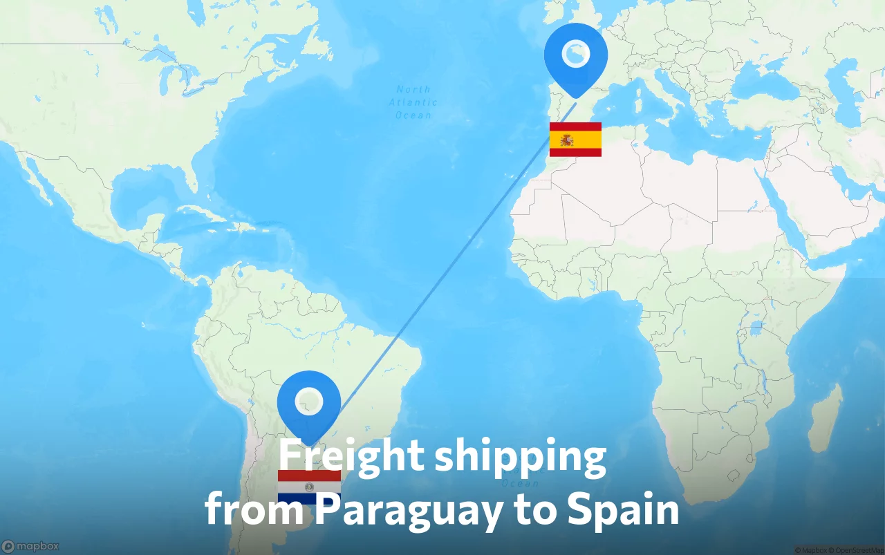 Shipping route from Paraguay to Spain