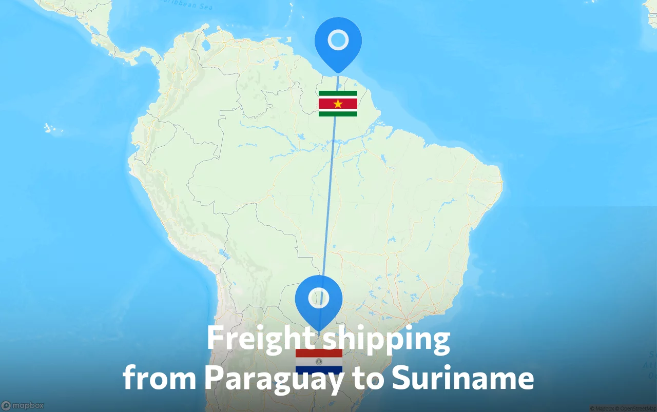 Shipping route from Paraguay to Suriname