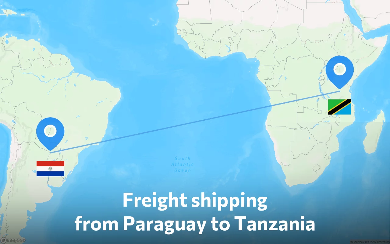 Shipping route from Paraguay to Tanzania