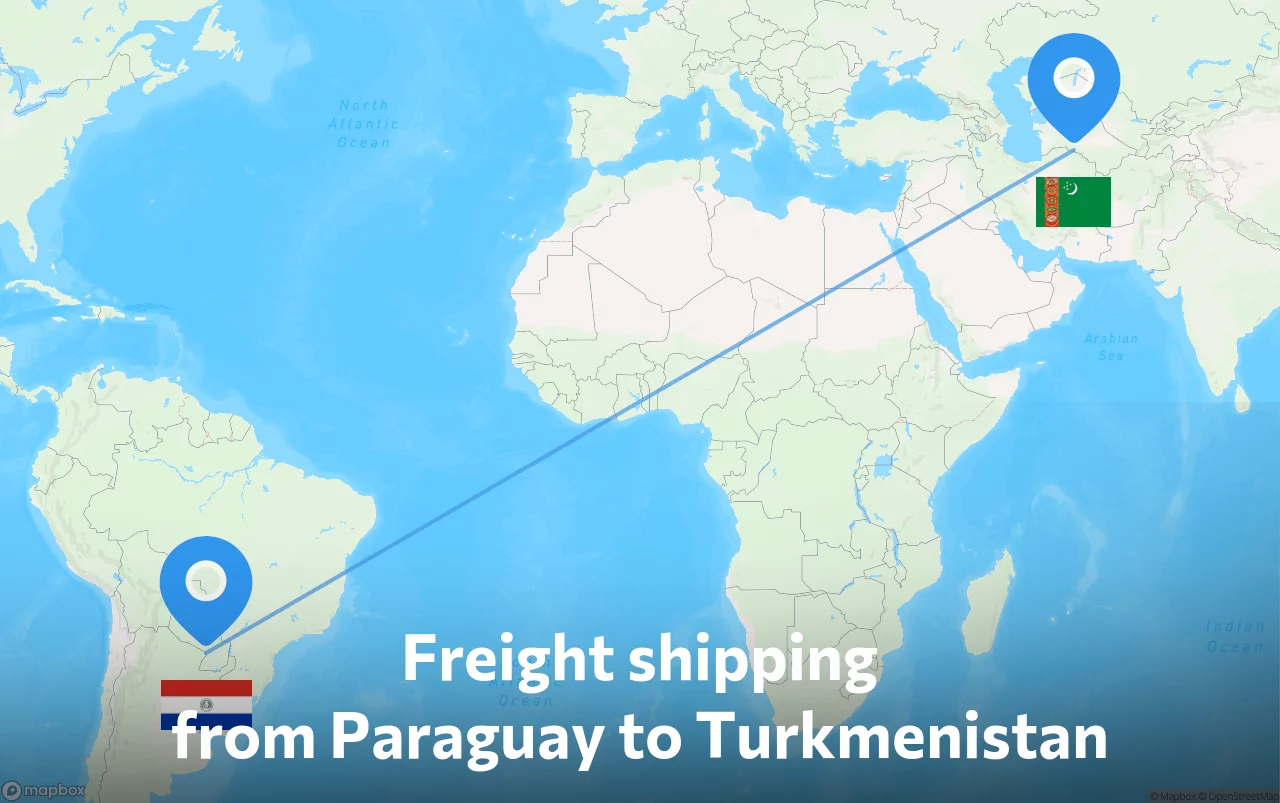Shipping route from Paraguay to Turkmenistan