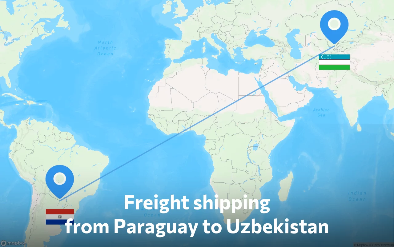 Shipping route from Paraguay to Uzbekistan