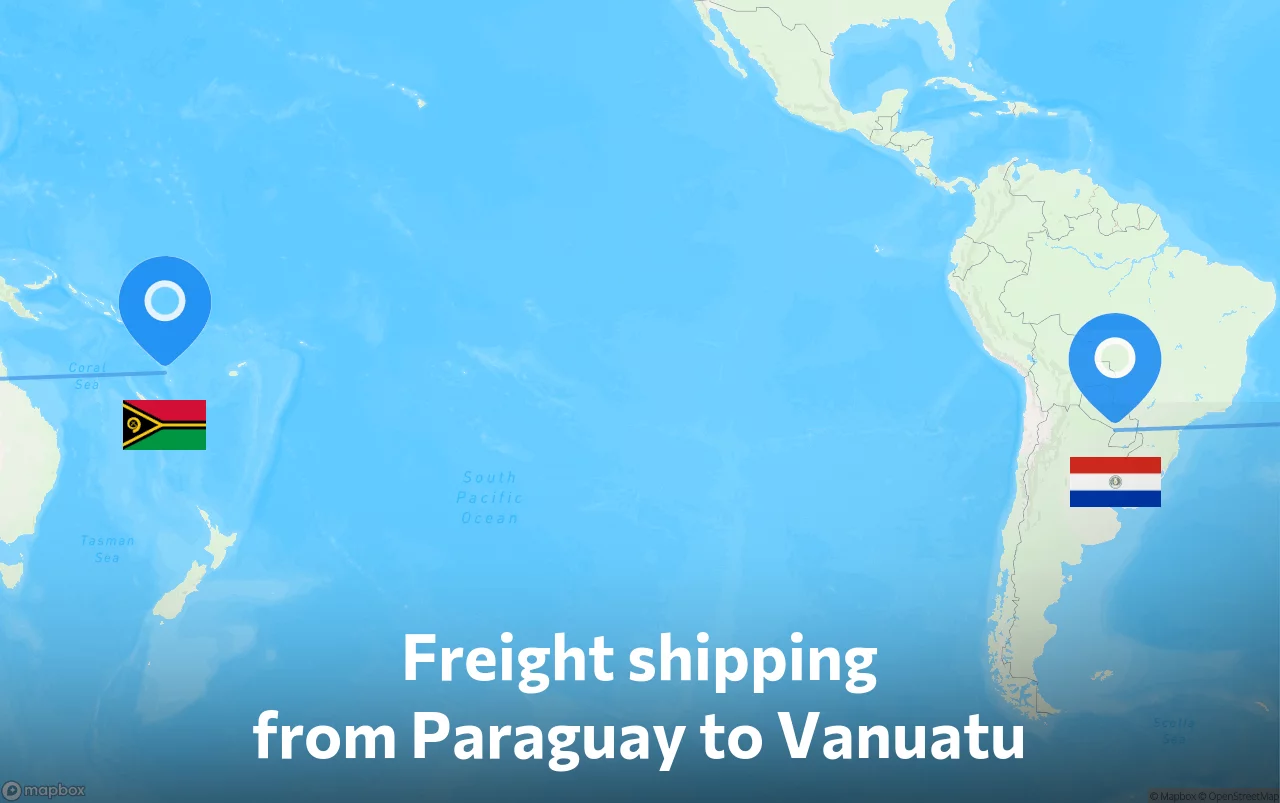 Shipping route from Paraguay to Vanuatu
