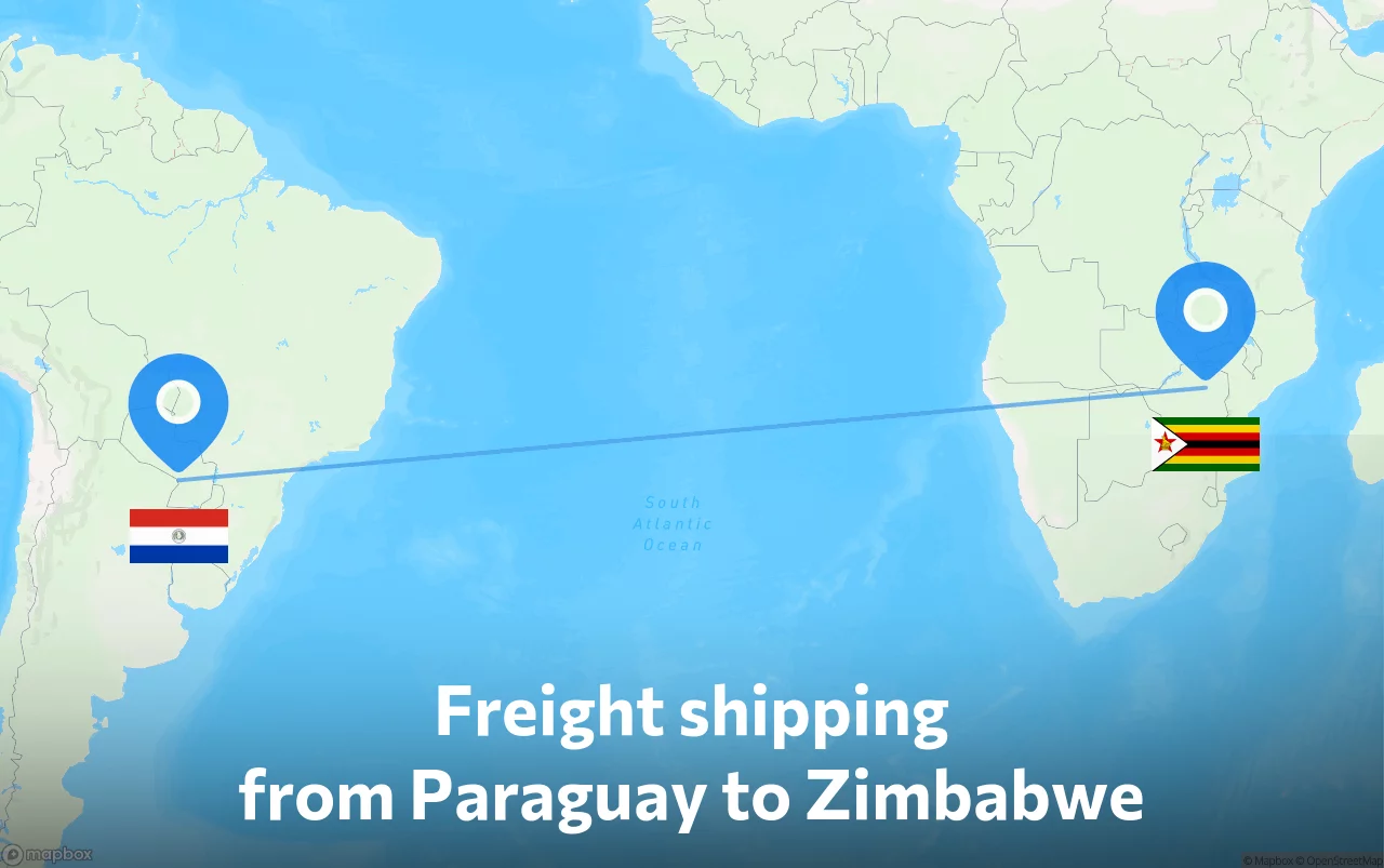 Shipping route from Paraguay to Zimbabwe