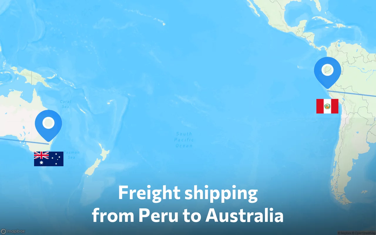 Shipping route from Peru to Australia