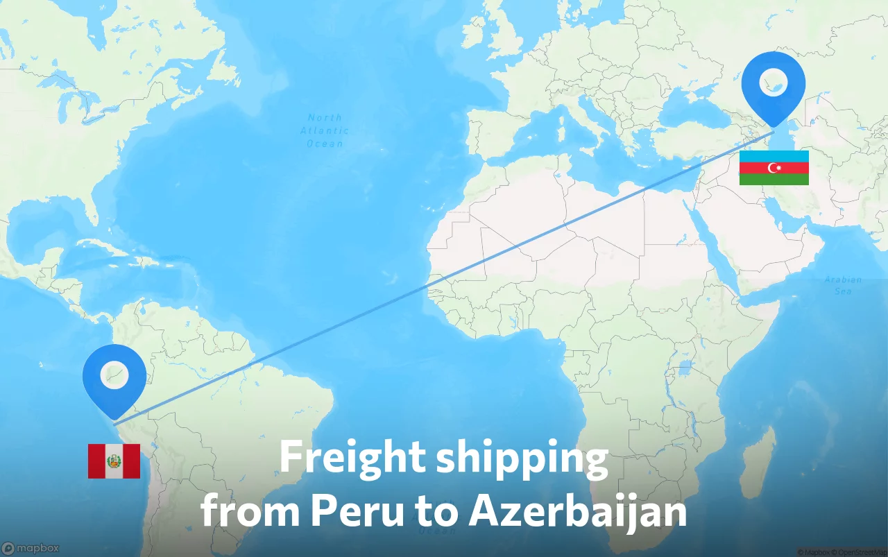 Shipping route from Peru to Azerbaijan
