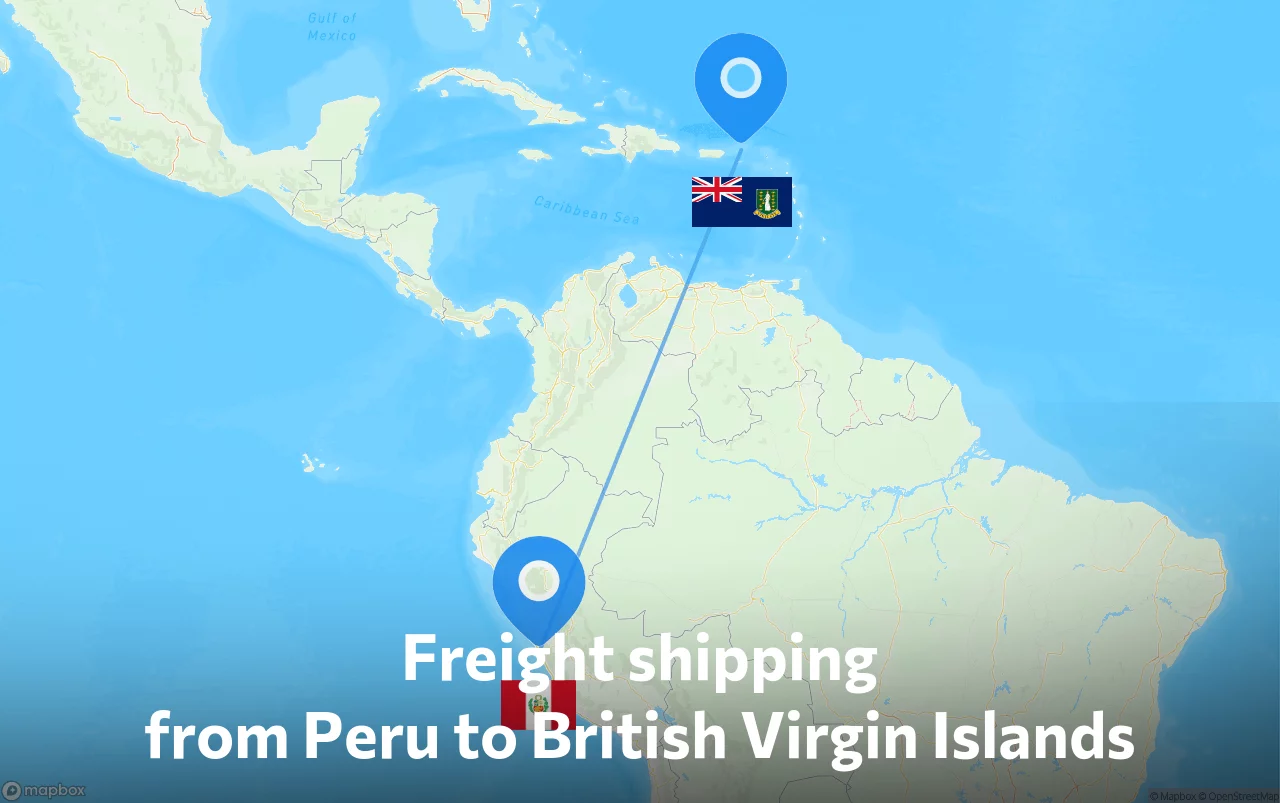 Shipping route from Peru to British Virgin Islands