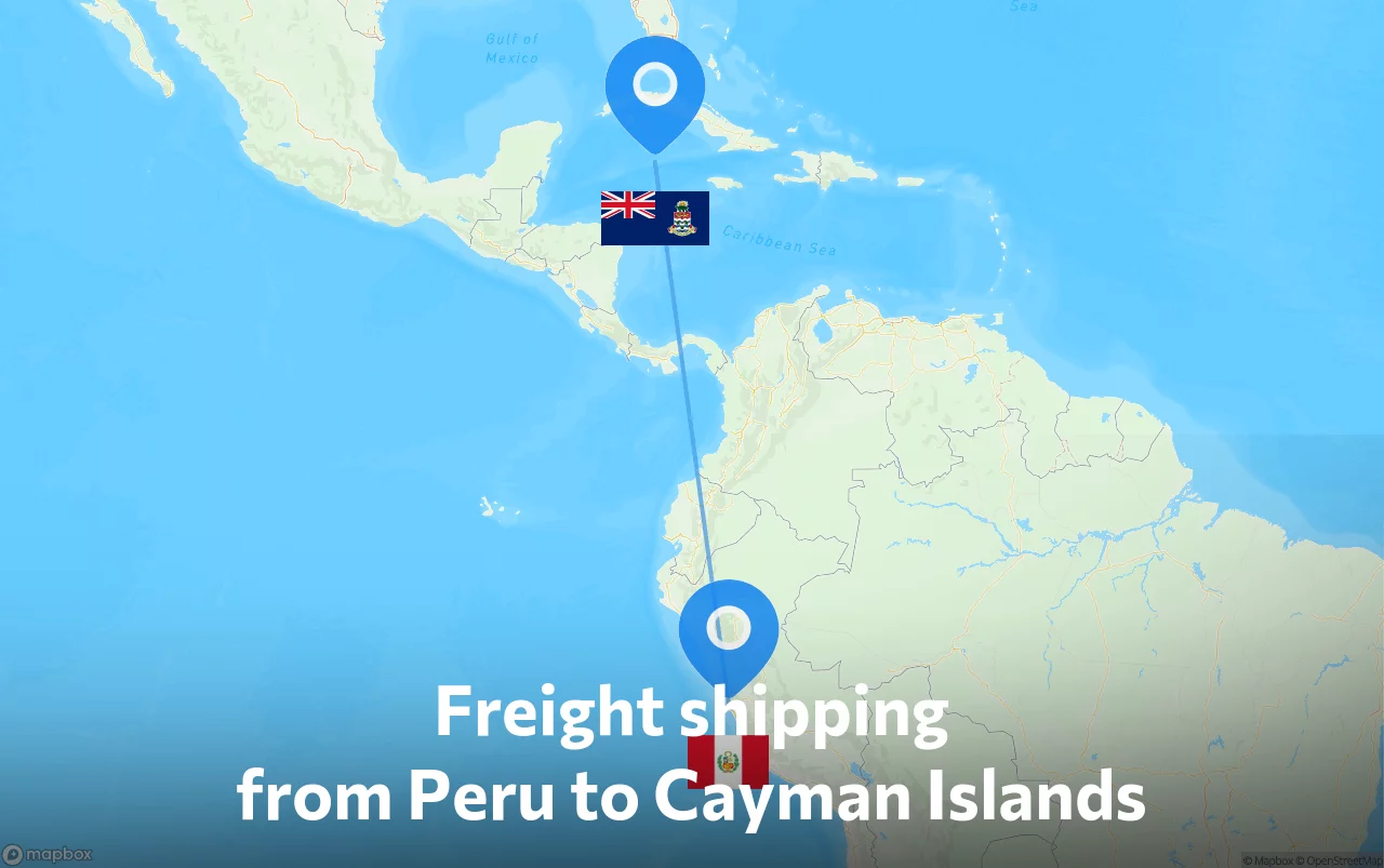 Shipping route from Peru to Cayman Islands