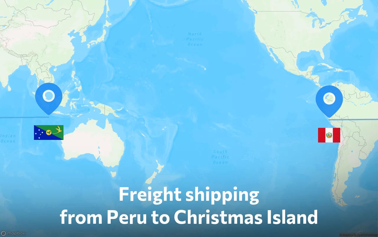 Shipping route from Peru to Christmas Island