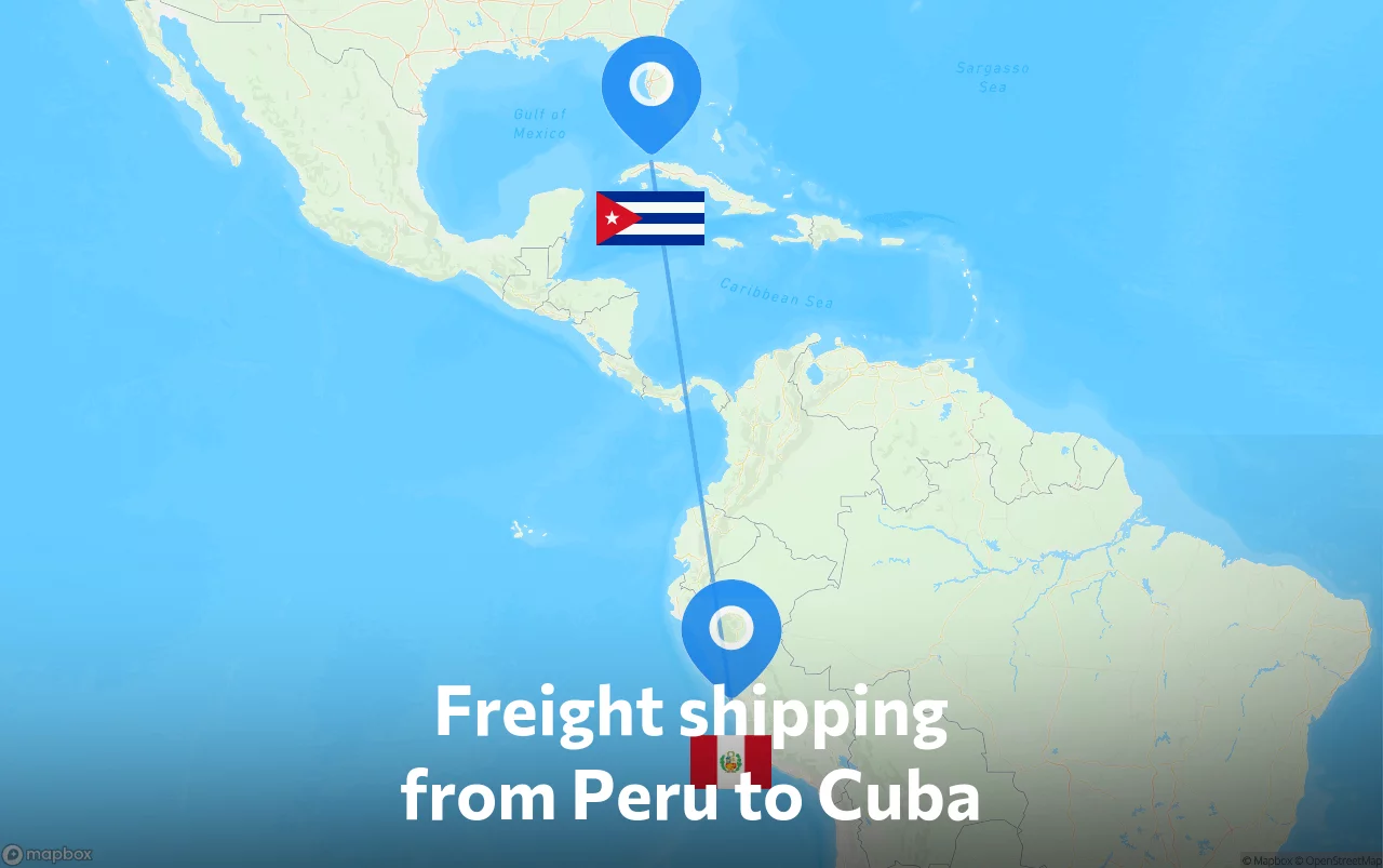Shipping route from Peru to Cuba