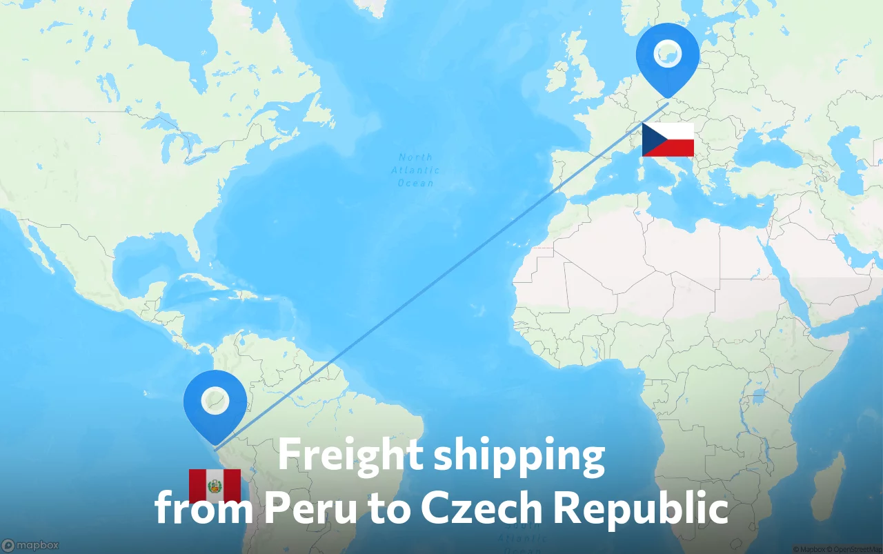 Shipping route from Peru to Czech Republic