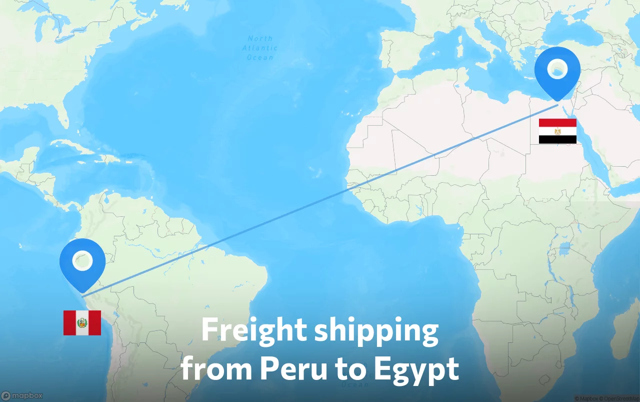 Shipping route from Peru to Egypt