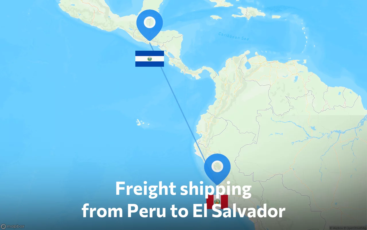 Shipping route from Peru to El Salvador