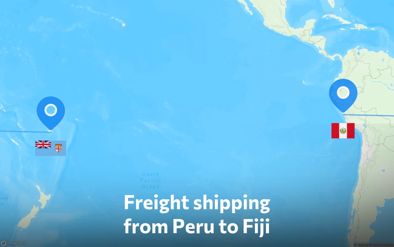 Shipping route from Peru to Fiji