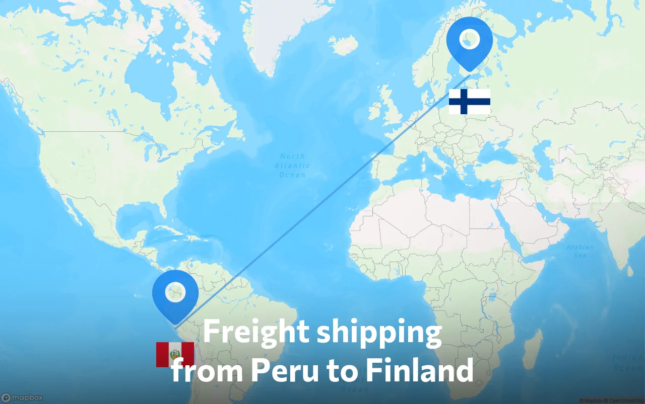 Shipping route from Peru to Finland