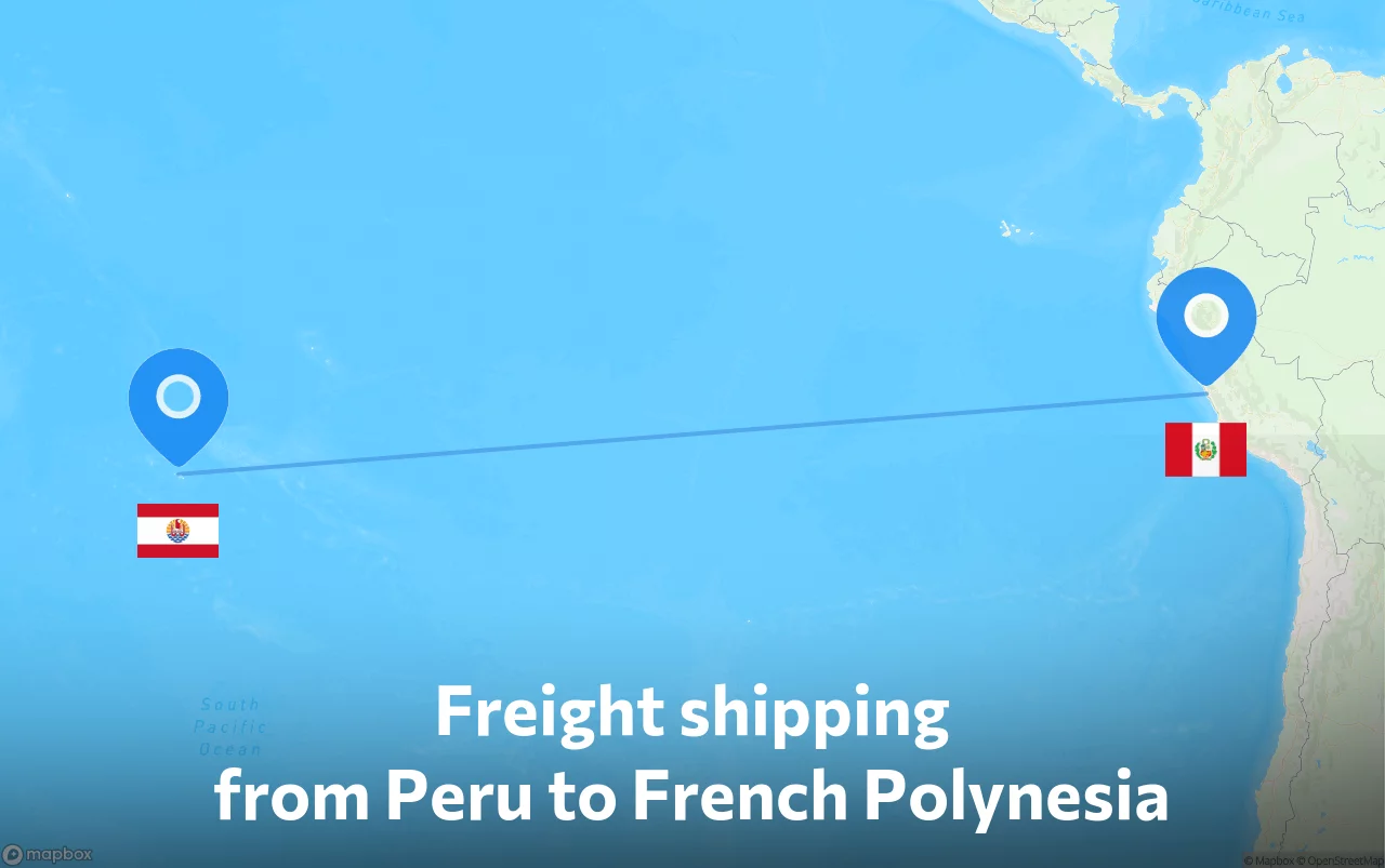 Shipping route from Peru to French Polynesia