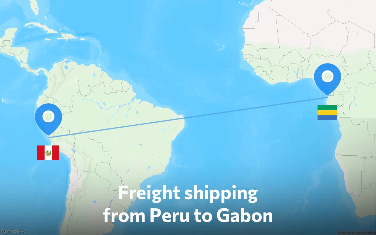 Shipping route from Peru to Gabon