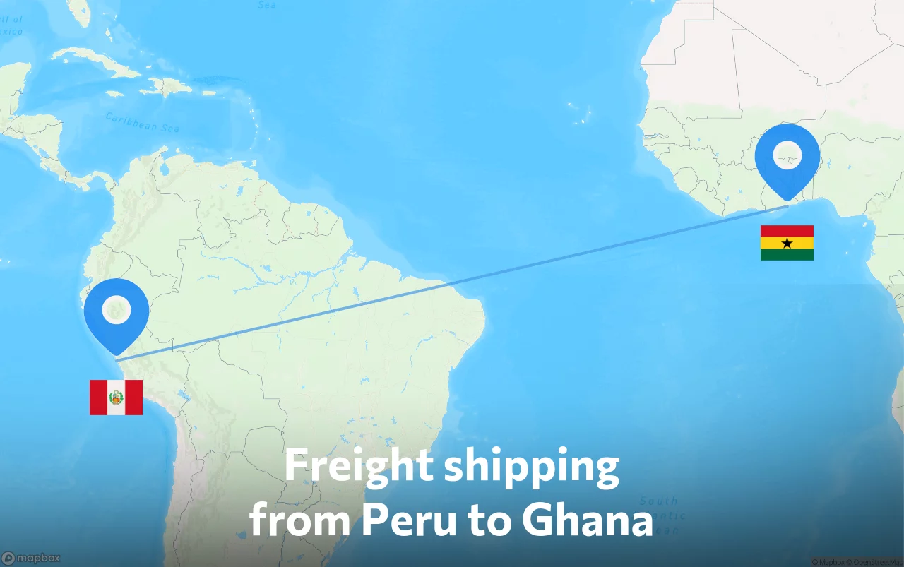 Shipping route from Peru to Ghana
