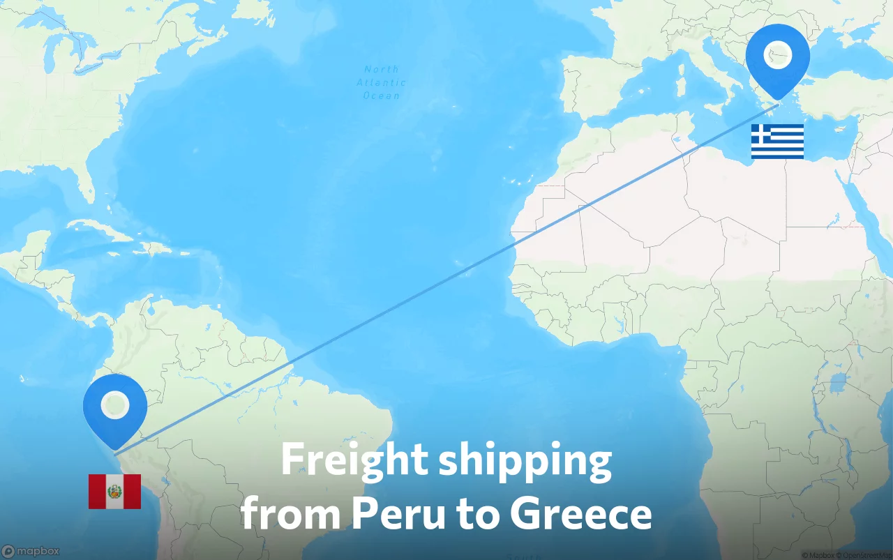 Shipping route from Peru to Greece