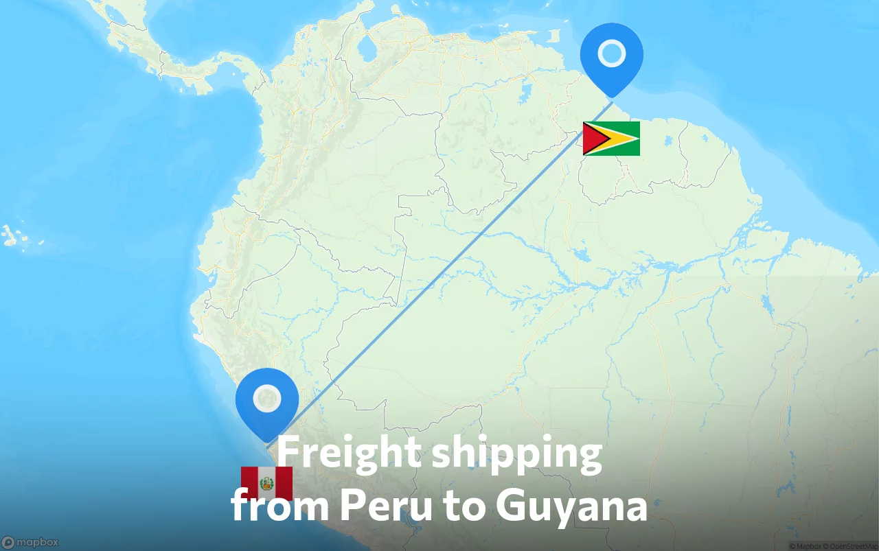 Shipping route from Peru to Guyana