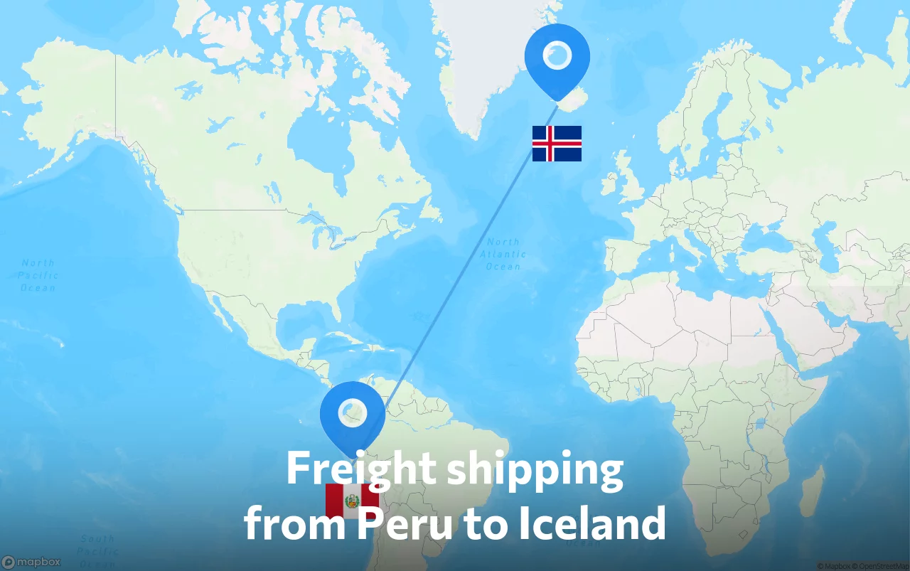 Shipping route from Peru to Iceland