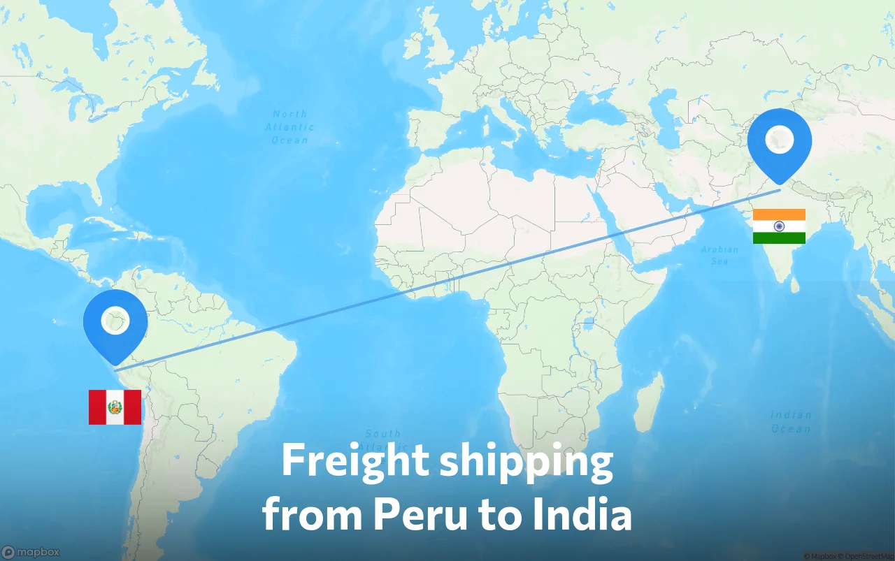 Shipping route from Peru to India
