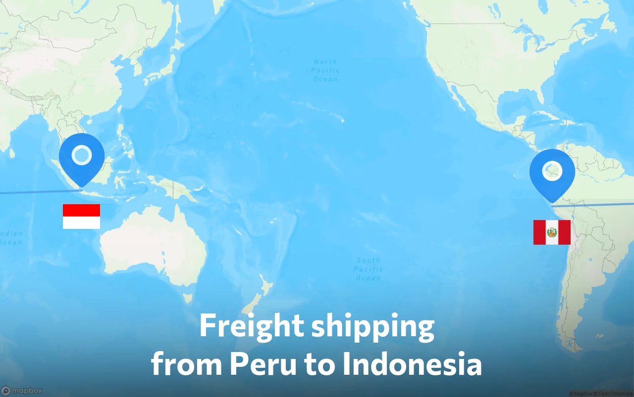 Shipping route from Peru to Indonesia