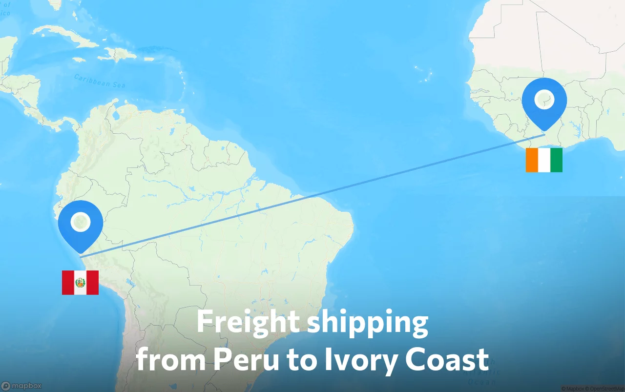 Shipping route from Peru to Ivory Coast