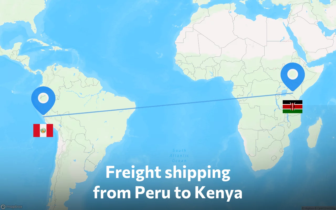 Shipping route from Peru to Kenya