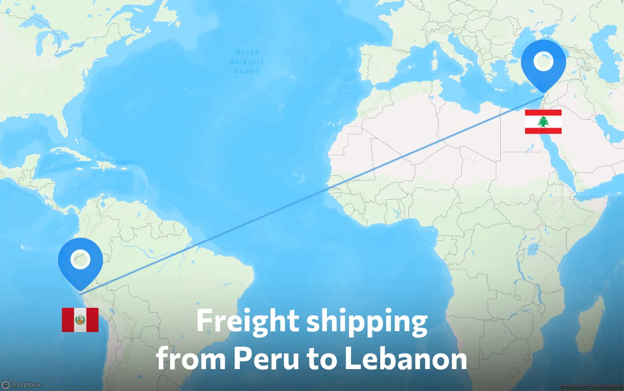 Shipping route from Peru to Lebanon