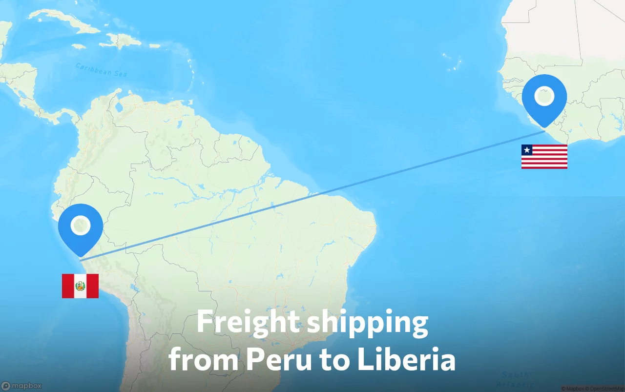 Shipping route from Peru to Liberia