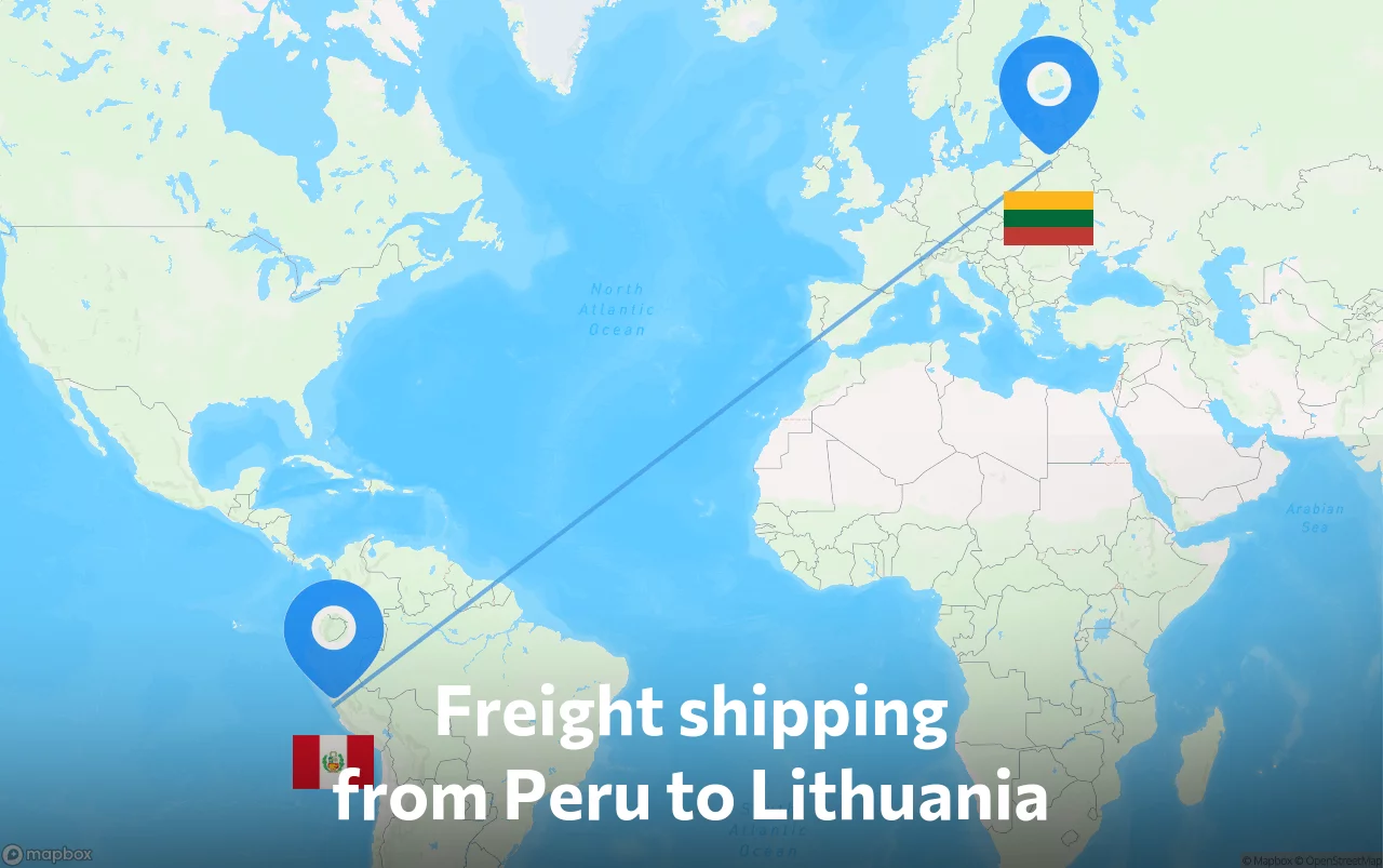 Shipping route from Peru to Lithuania