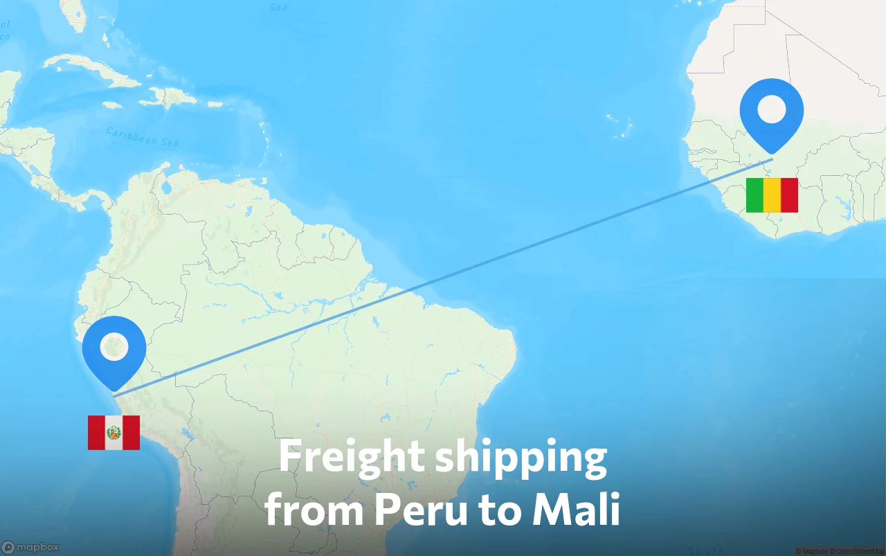 Shipping route from Peru to Mali