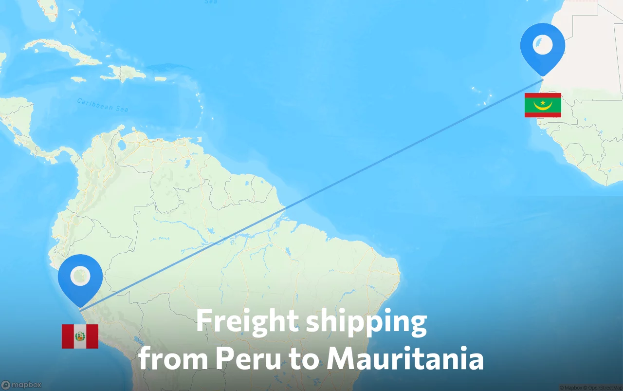 Shipping route from Peru to Mauritania