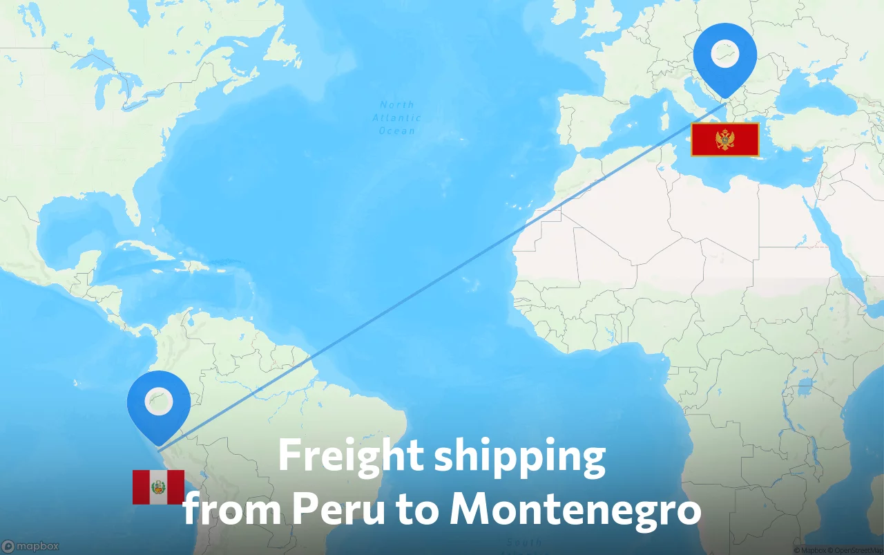 Shipping route from Peru to Montenegro