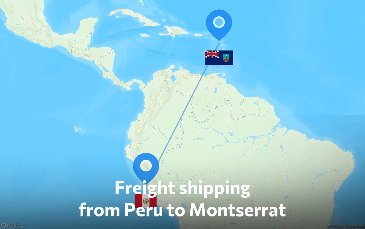 Shipping route from Peru to Montserrat