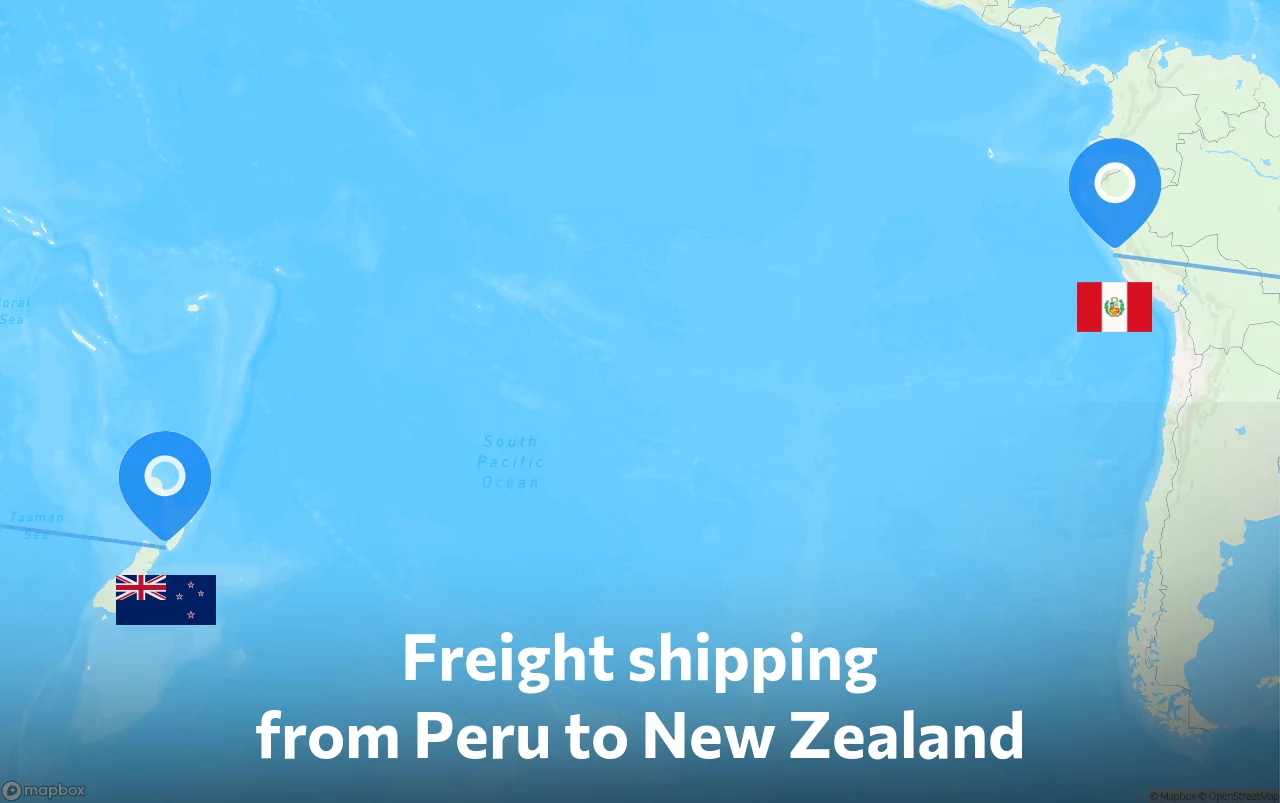 Shipping route from Peru to New Zealand