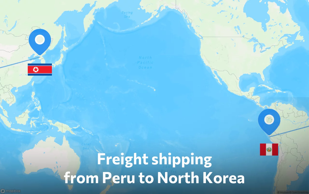 Shipping route from Peru to North Korea