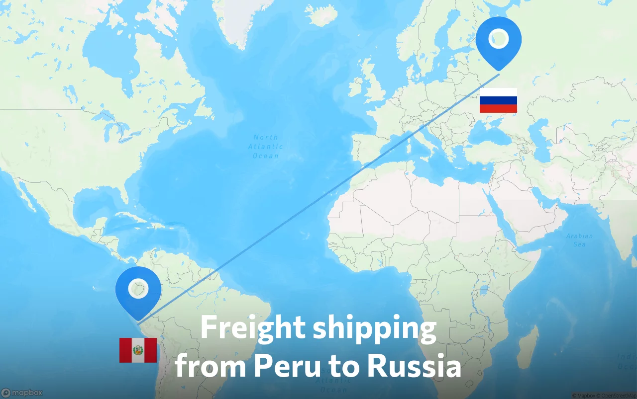 Shipping route from Peru to Russia